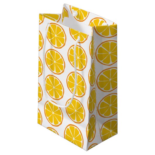 Summer Citrus Oranje Gift Bag - SM/MED/WINE Klein Cadeauzakje (Voorkant Gekanteld)
