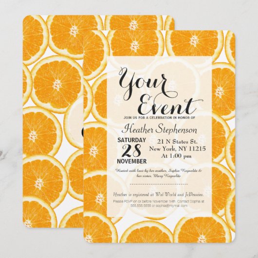 Summer Citrus Oranje Slices Kaart (Voorkant / Achterkant)