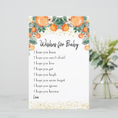 Summer Citrus Oranje Wishes for Baby Kaart (Staand voorkant)