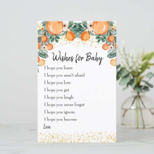 Summer Citrus Oranje Wishes for Baby Kaart (Staand voorkant)