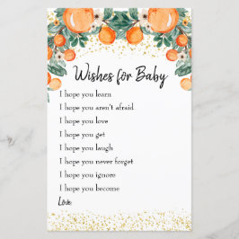Summer Citrus Oranje Wishes for Baby Kaart