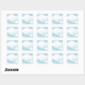 Summer Clouds Blue Sky Kinderen die Waterverf spel Vierkante Sticker (Vel)