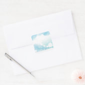 Summer Clouds Blue Sky Kinderen die Waterverf spel Vierkante Sticker (Envelop)