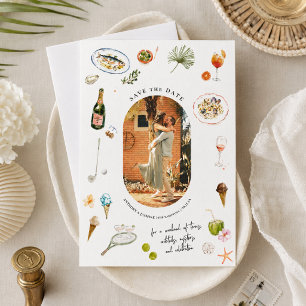 Summer Club Watercolor Gepersonaliseerde foto Save The Date
