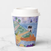 Summer Coast & Flower Paper Cups Papieren Bekers (Achterkant)