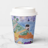 Summer Coast & Flower Paper Cups Papieren Bekers (Voorkant)