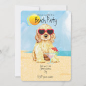 Summer Cocker Spaniel Beach Party Invitation Feestdagenkaart (Voorkant)