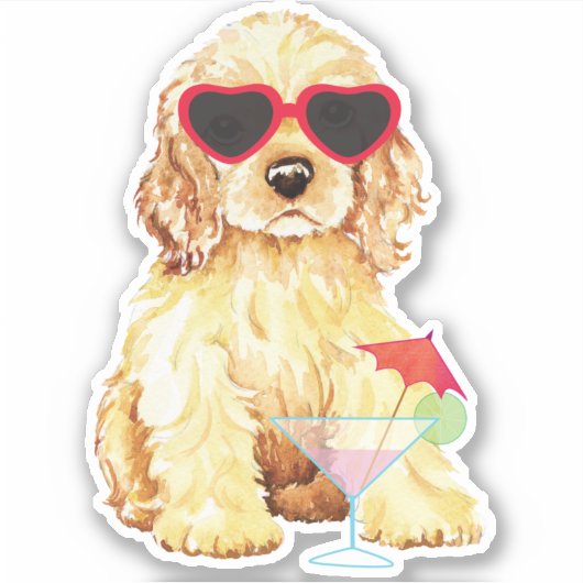 Summer Cocker Spaniel Vinyl Sticker (Voorkant)