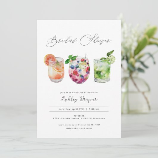 Summer Cocktail Bridal Shower Kaart (Staand voorkant)