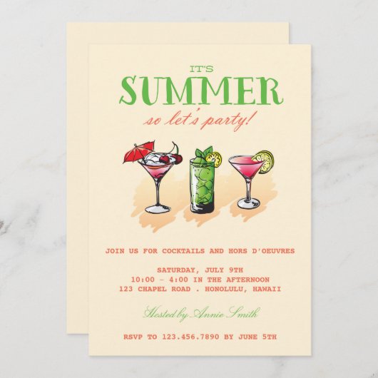 Summer Cocktail Kaart (Voorkant / Achterkant)