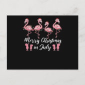 Summer Cocktail Merry Kerstmis in juli Flamingo Briefkaart (Voorkant)