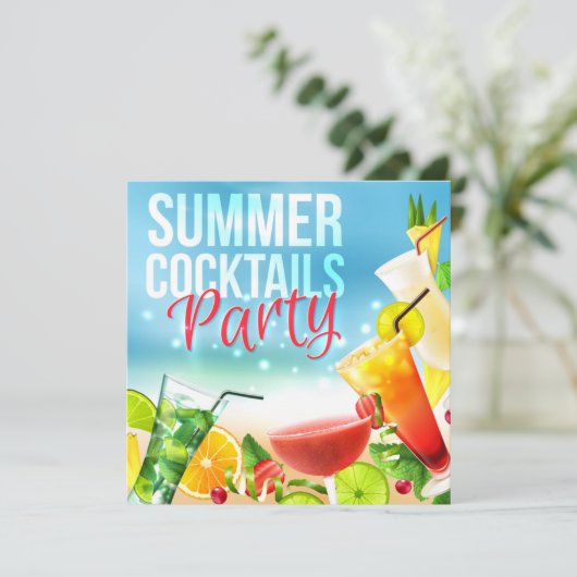 Summer Cocktail Mixer Party Invitation (Staand voorkant)