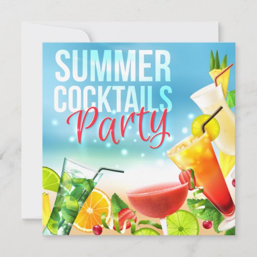 Summer Cocktail Mixer Party Invitation (Voorkant)