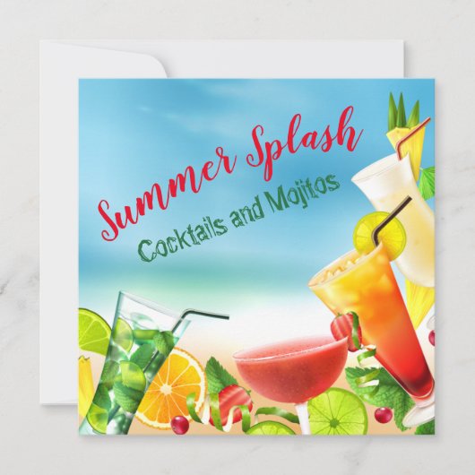 Summer Cocktail Mojito Party Invitation (Voorkant)