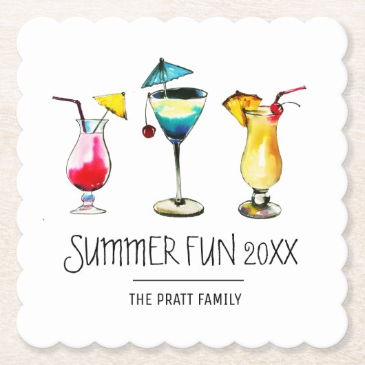 Summer Cocktail op maat Kartonnen Onderzetters (Voorkant)