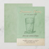 Summer Cocktail Party Adult Retro Style Mint Green Kaart (Voorkant / Achterkant)