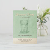 Summer Cocktail Party Adult Retro Style Mint Green Kaart (Staand voorkant)