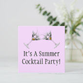 Summer Cocktail Party Custom Invitation (Square) Kaart (Staand voorkant)