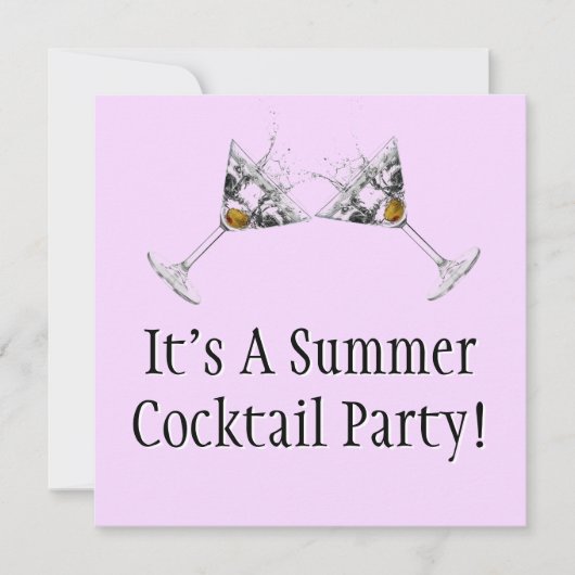 Summer Cocktail Party Custom Invitation (Square) Kaart (Voorkant)