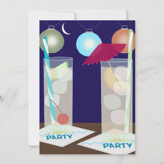 Summer Cocktail Party Invitation Kaart (Voorkant)