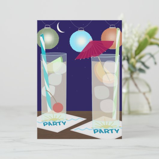 Summer Cocktail Party Invitation Kaart (Staand voorkant)