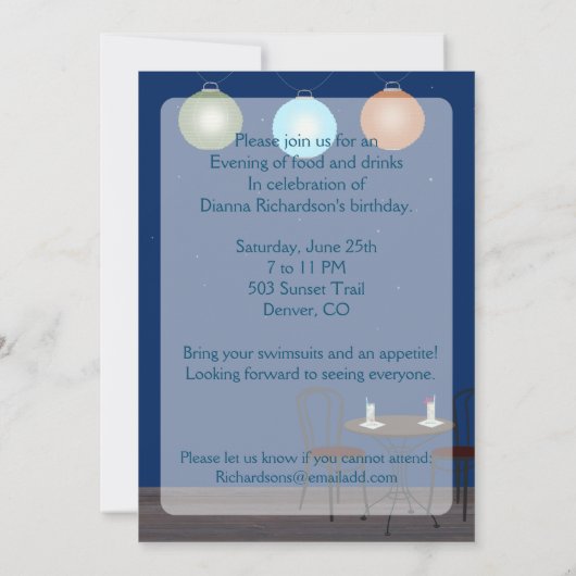 Summer Cocktail Party Invitation Kaart (Achterkant)