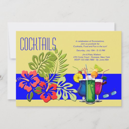 Summer Cocktail Party Invitation Kaart (Voorkant)