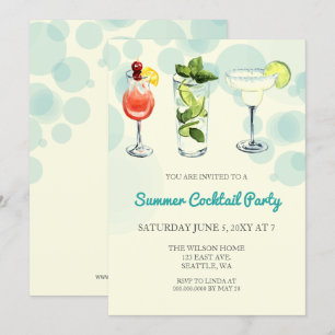 Summer Cocktail party-uitnodigingen Kaart
