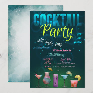 Summer, Cocktail, Pool Birthday Party Kaart