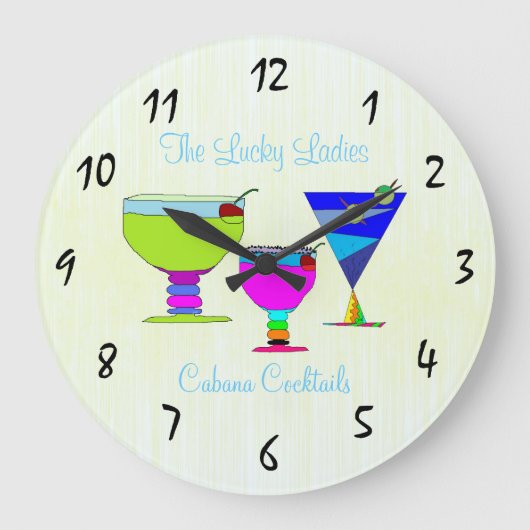Summer Cocktails Artistic Custom Round Wall Clock Grote Klok (Voorkant)