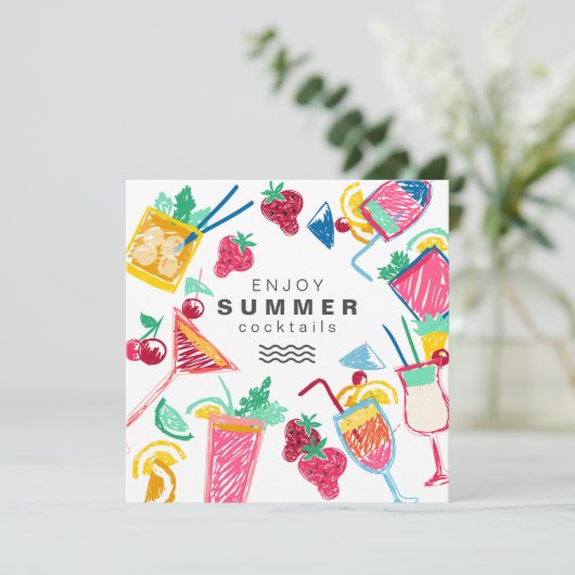 Summer Cocktails Invitations Kaart (Staand voorkant)