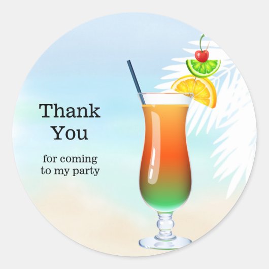 Summer Cocktails Ronde Sticker (Voorkant)