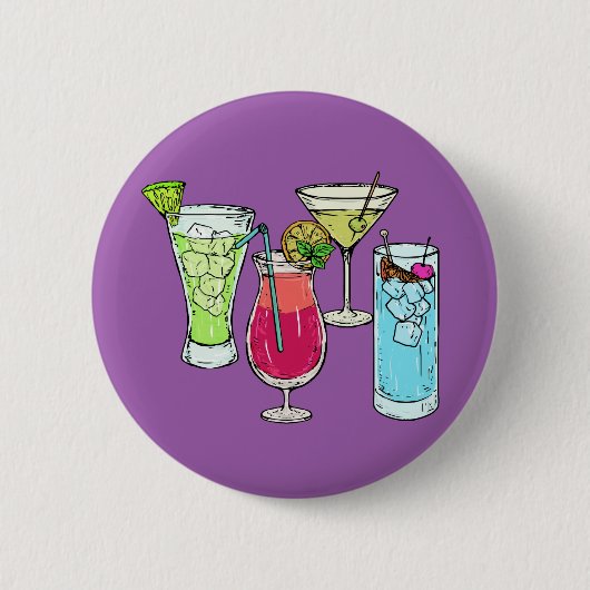 Summer Cocktails-toets Ronde Button 5,7 Cm (Voorkant)