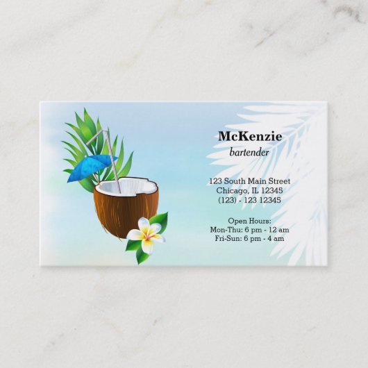 Summer Cocktails Visitekaartje (Voorkant)