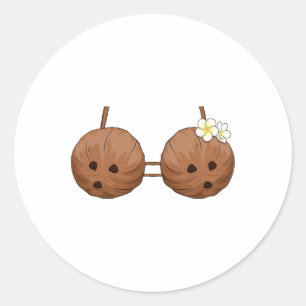 Summer Coconut Bra Halloween Costume Hawaii Aloha Ronde Sticker