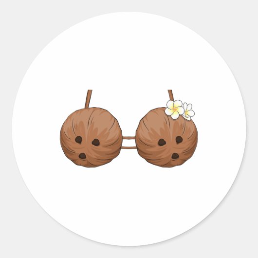 Summer Coconut Bra Halloween Costume Hawaii Aloha Ronde Sticker (Voorkant)