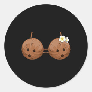 Summer Coconut Bra Halloween Costume Hawaii Aloha Ronde Sticker