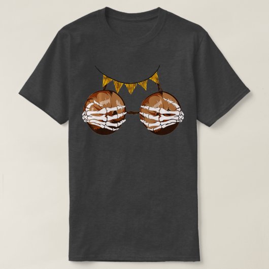 Summer Coconut Bra Skeleton Hand Funny Halloween T-shirt (Design voorkant)