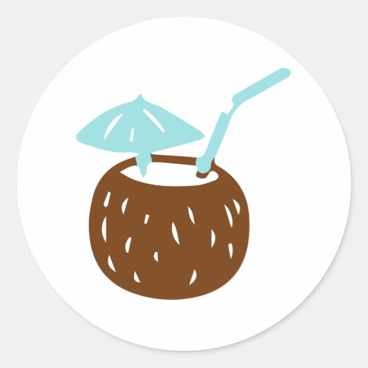 Summer Coconut Drink Ronde Sticker (Voorkant)