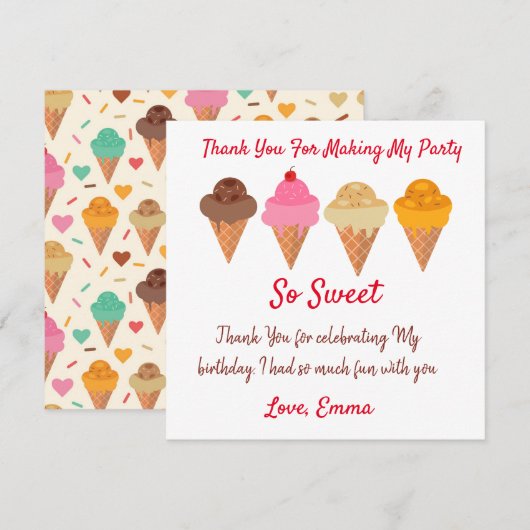 Summer Colorful Ice crème jarig Bedankkaart (Voorkant / Achterkant)