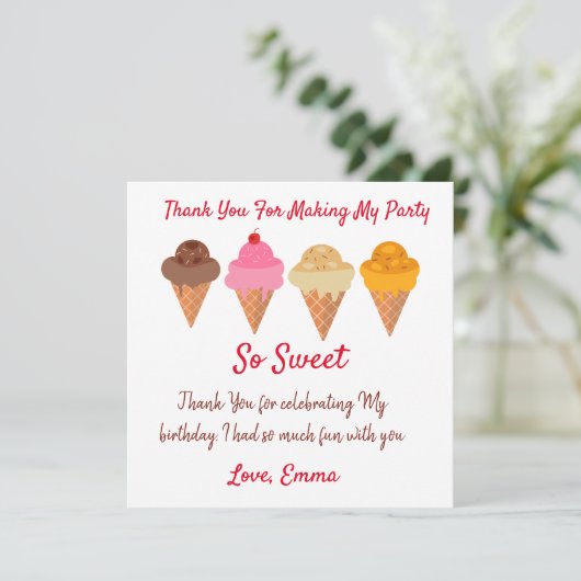 Summer Colorful Ice crème jarig Bedankkaart (Staand voorkant)