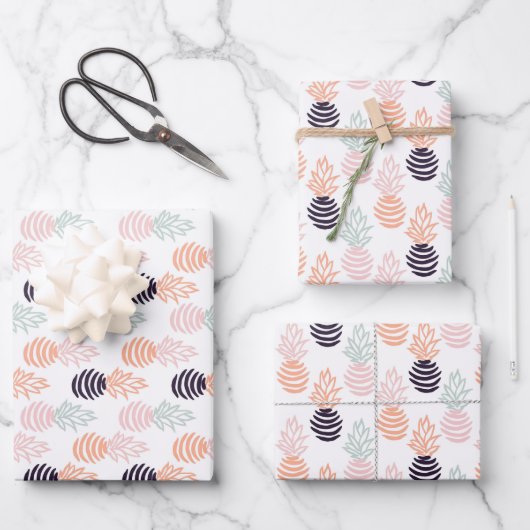 Summer colorful pineapple fruit pattern inpakpapier vel (Voorkant)