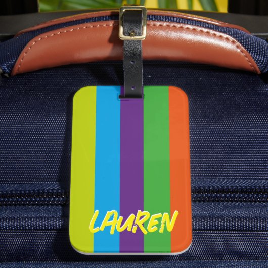 Summer Colorful Stripes Personalized Bagagelabel (Voorkant Insitu 2)