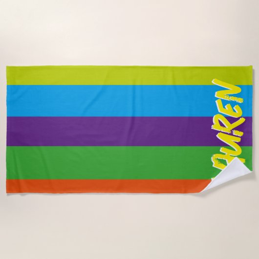 Summer Colorful Stripes Personalized Strandlaken (Voorkant)