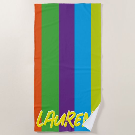 Summer Colorful Stripes Personalized Strandlaken (Voorkant)