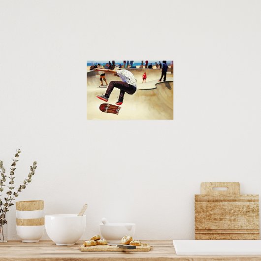 Summer Concrete Schaats Board Park aan de strand Poster (Keuken)