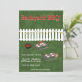 Summer Cookout Backyard BBQ Party Invite Kaart (Staand voorkant)