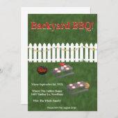Summer Cookout Backyard BBQ Party Invite Kaart (Voorkant / Achterkant)