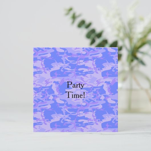 Summer Cookout Camouflage Pastel Blue Pattern Kaart (Staand voorkant)