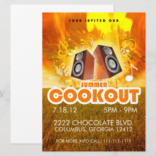 SUMMER COOKOUT FLYER KAART (Voorkant / Achterkant)